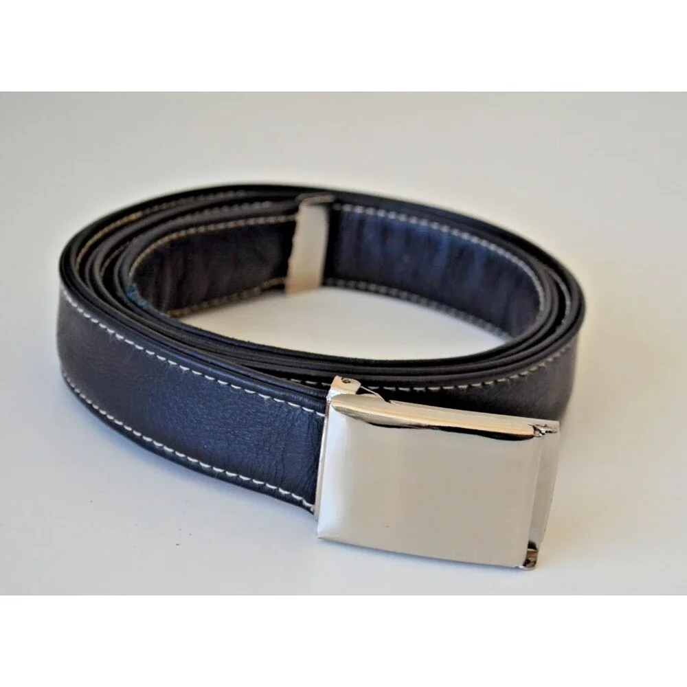 Rare VTG Iliac Golf Soft Black Leather Belt  USA Made Unbranded Gripper Buckle